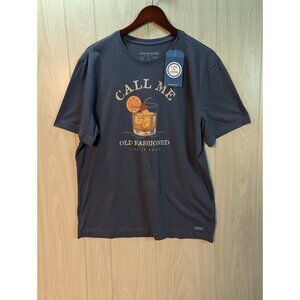 Life is Good Men's Call Me Old Fashioned T-Shirt Navy Size Large NWT Casual